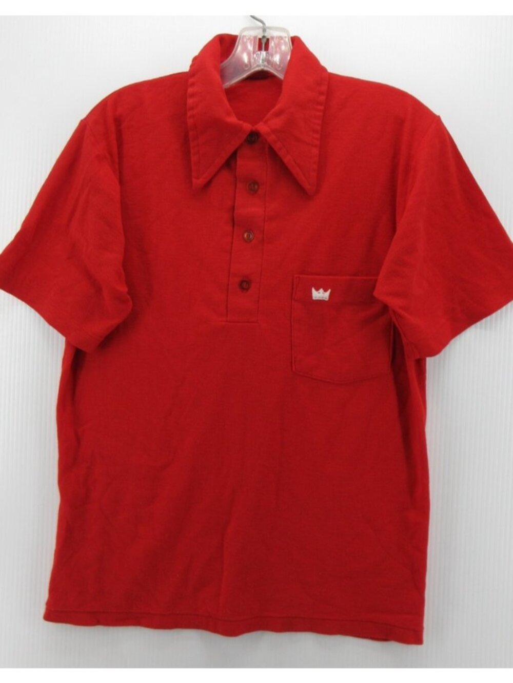 VTG Sears Kings Road Polo Shirt Medium 70s Mod Leisure Big Collar *